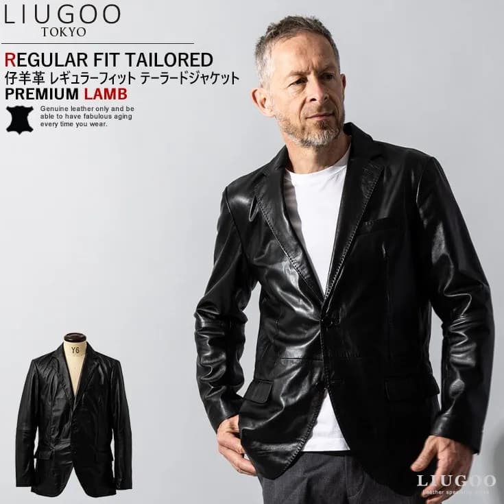 Liugoo Leathers ２ボタン テーラードジャケット レギュラーフィット メンズ