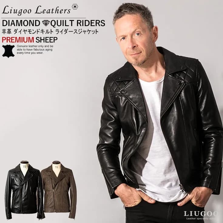 Liugoo Leathers パッドダブルライダースジャケット メンズ