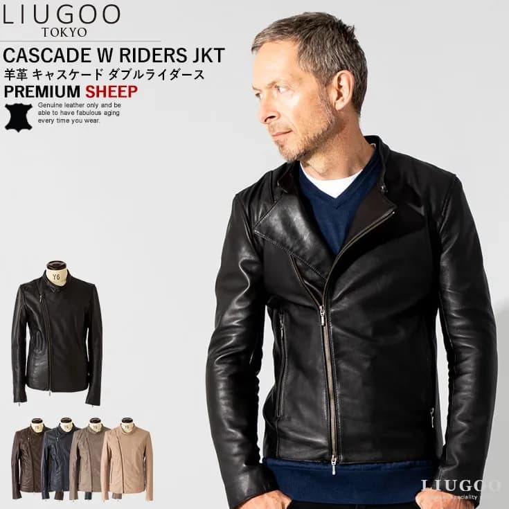 Liugoo Leathers キャスケード ダブルライダースジャケット メンズ