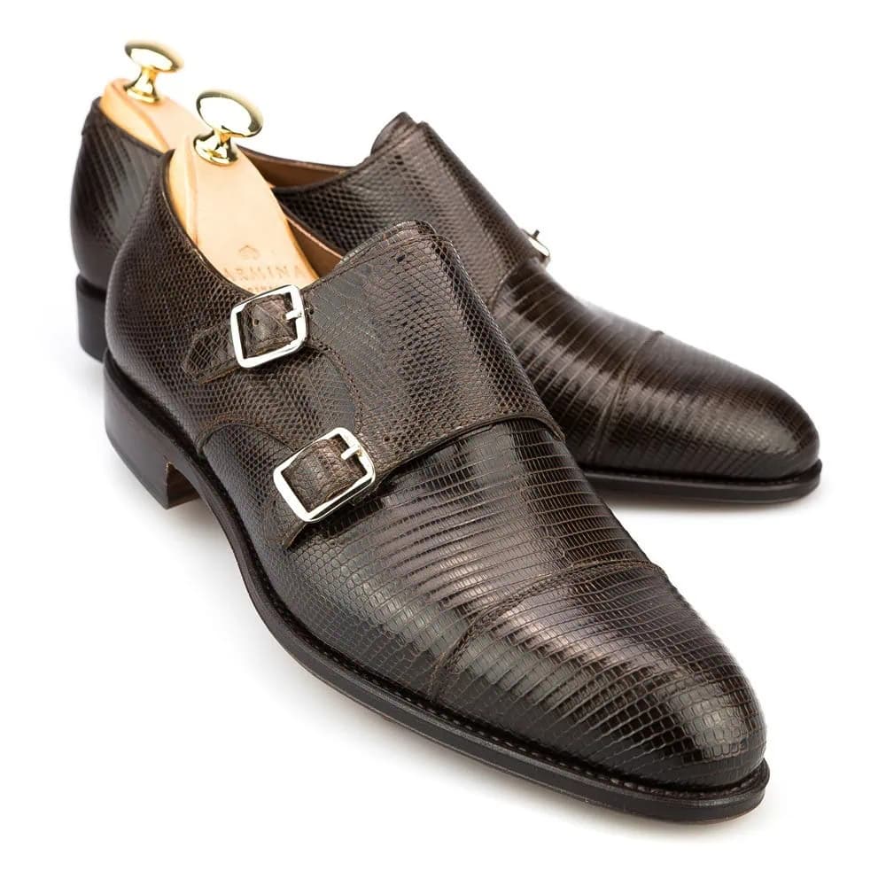 CARMINA 10003 LIZARD DOUBLE MONK SHOES (ALCUDIA)