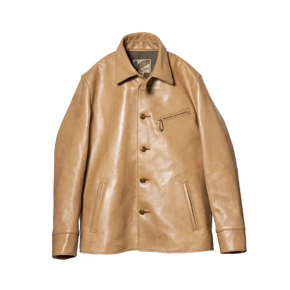 Y'2 LEATHER PERSIMMON TANNIN DYED HORSE CAR COAT