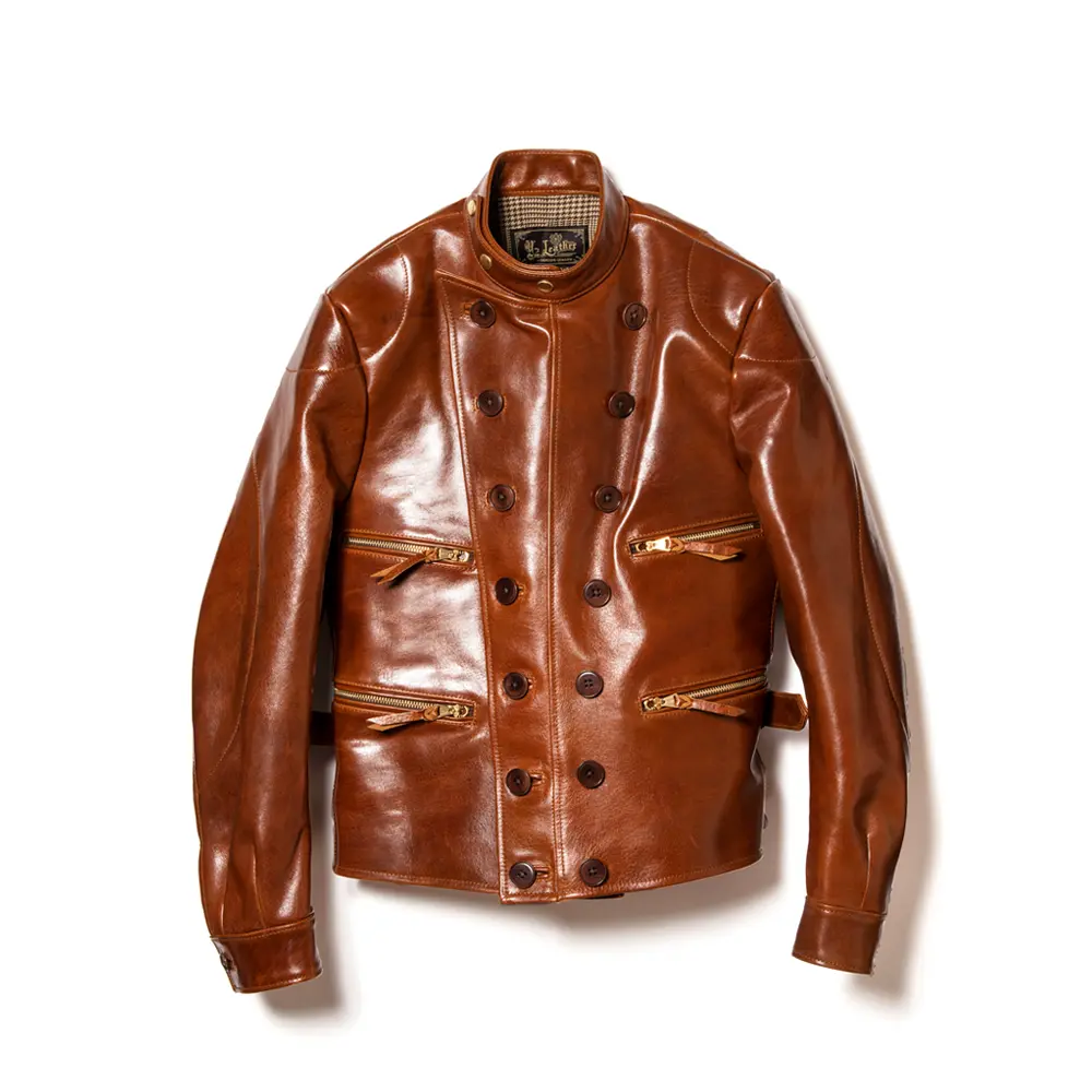 Y'2 LEATHER OIL WAX HORSE DOUBLE BREASTED GERMAN AVIATOR JACKET