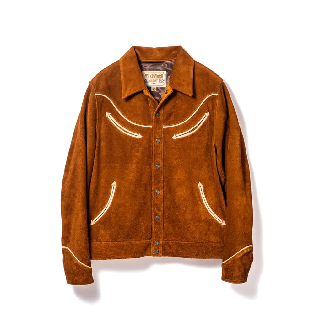 Y'2 LEATHER STEER ROUGHOUT & SADDLE HORSE WESTERN SHIRT JACKET