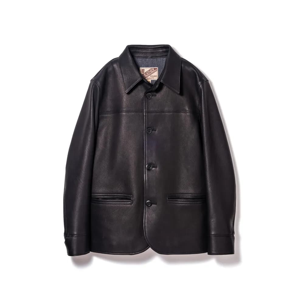 Y'2 LEATHER DEER SKIN ROUNDED HEM CAR COAT