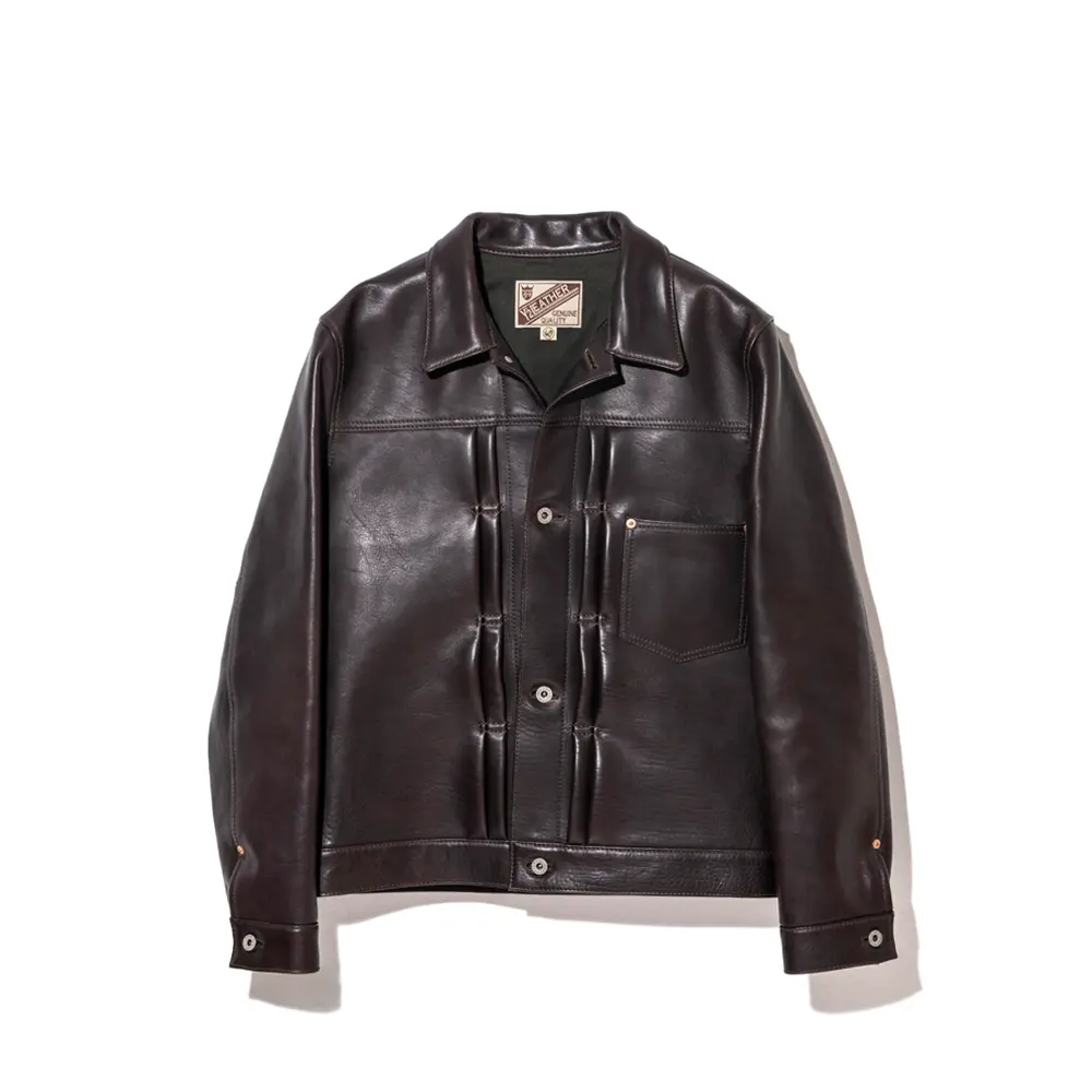 Y'2 LEATHER ECO HORSE TEA-CORE WWII JEAN JACKET