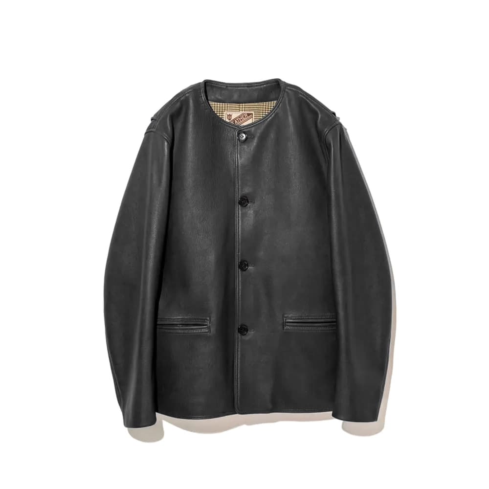 Y'2 LEATHER SHEEP SKIN COLLARLESS JACKET