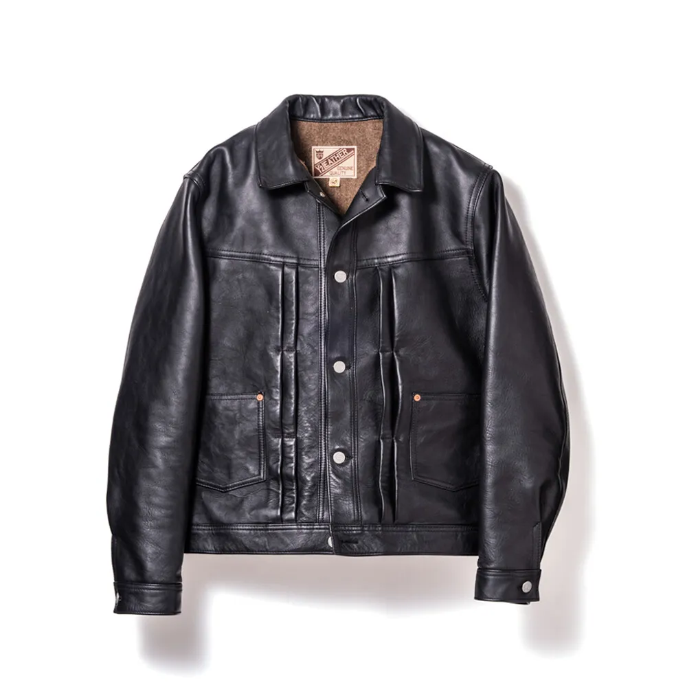 Y'2 LEATHER SUMI DYED HORSE '50s TYPE II JEAN JACKET