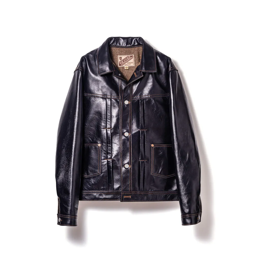 Y'2 LEATHER INDIGO HORSE '50s TYPE II JEAN JACKET
