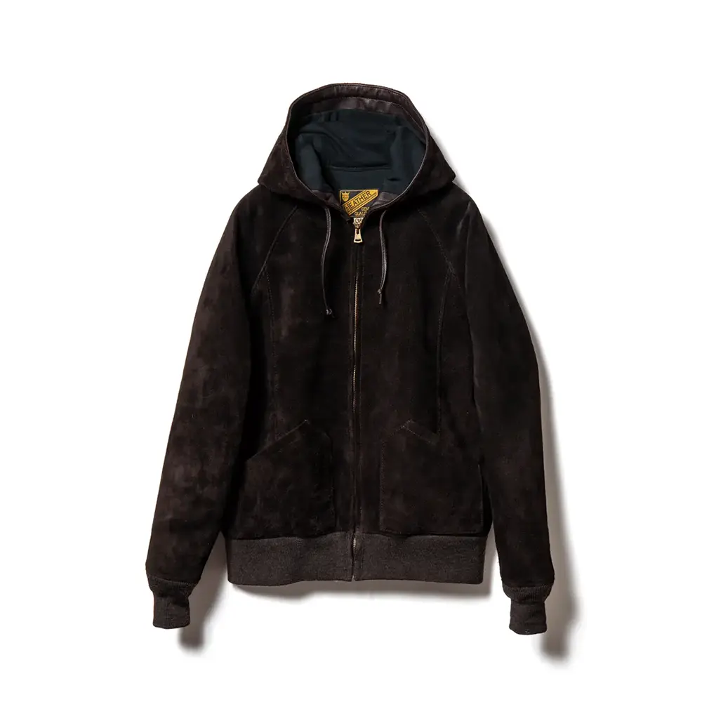 Y'2 LEATHER STEER ROUGHOUT HOODED PARKA