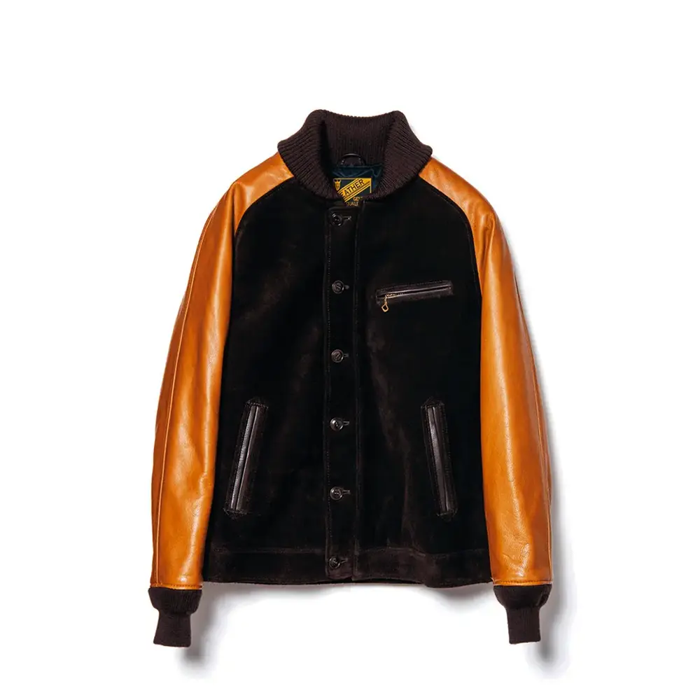 Y'2 LEATHER STEER ROUGHOUT & STEER OIL RIB JACKET
