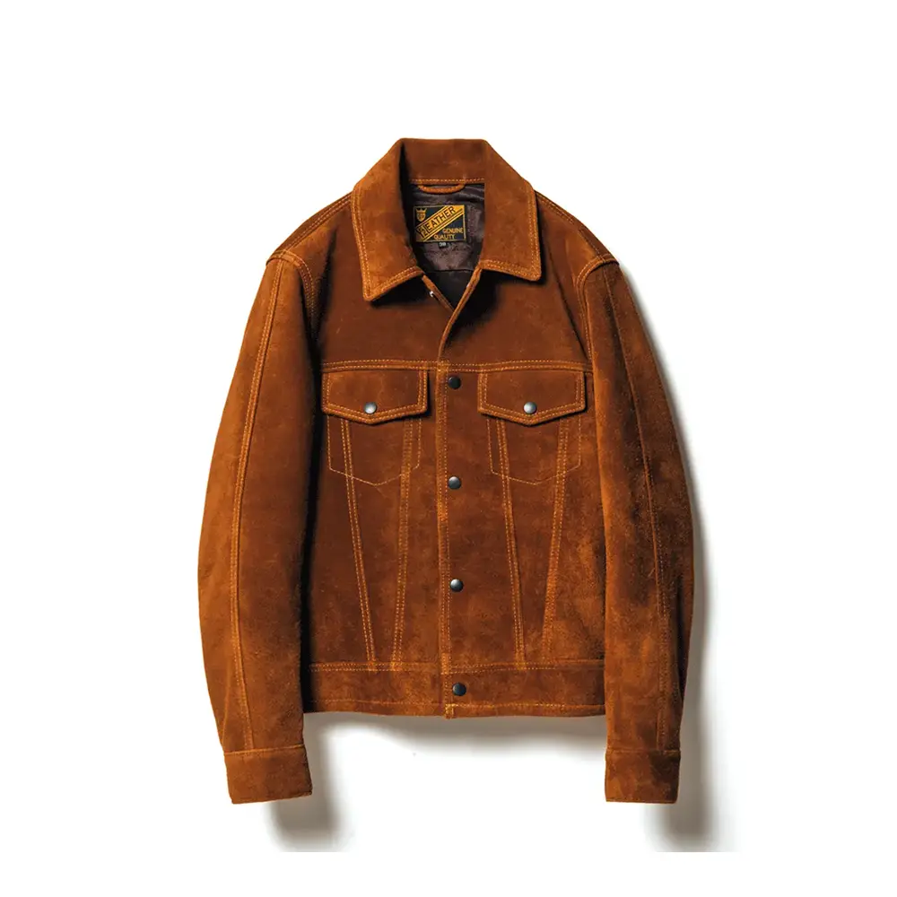 Y'2 LEATHER STEER ROUGHOUT TYPE III JEAN JACKET