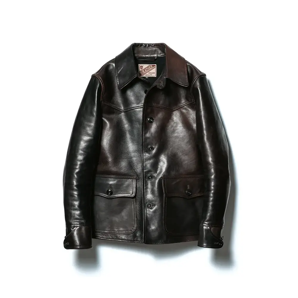 Y'2 LEATHER HAND DYED HORSE CAR COAT