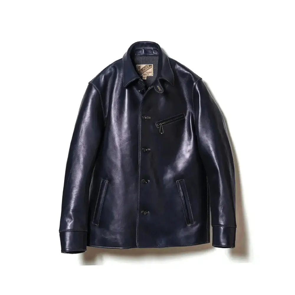 Y'2 LEATHER INDIGO HORSE CAR COAT